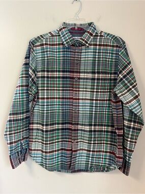 Tommy Bahama Madras Plaid Light Flannel Button Shirt Men M Long Sleev Flip Cuff